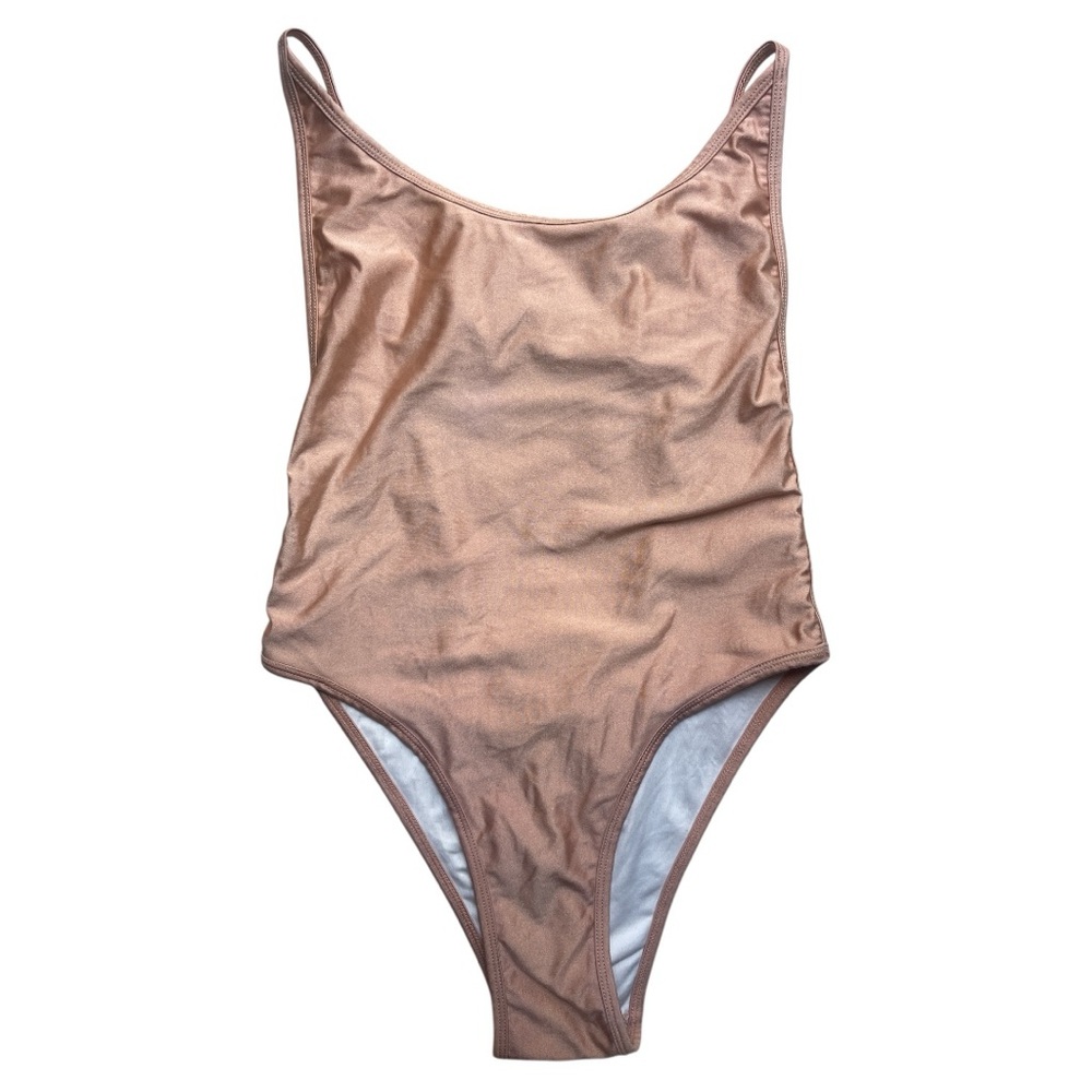 Stylish One Piece Swimsuit in Shimmering Bronze- gold ish
